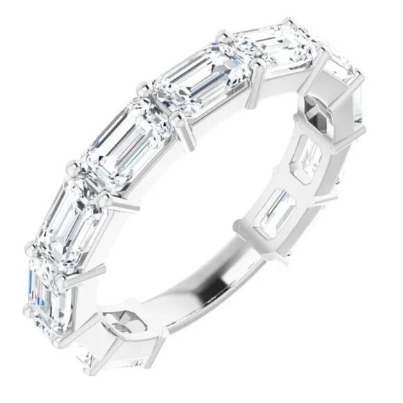 ❤925 Silver Plated Imitate Moissanite Ring Emerald CZ Ring, MARR9390 - Picture 1 of 6